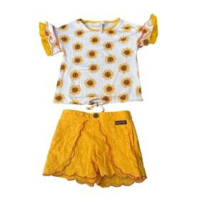 Matilda Jane Enchanted‎ Garden Sunflower and Ramona Shorts Set Kids Girls Size 6